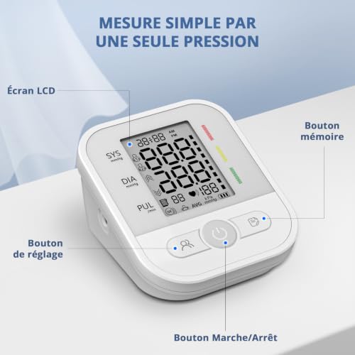 Tensiomètre Bras Professionnel avec Écran LCD Mémoire 2 Utilisateurs – vue 8
