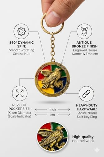 Image of Fashion fusion Harry Potter Rotating Metal Keychain for Car & Bike | Metallic Rotating Unique Keychain Keyring for Gifting