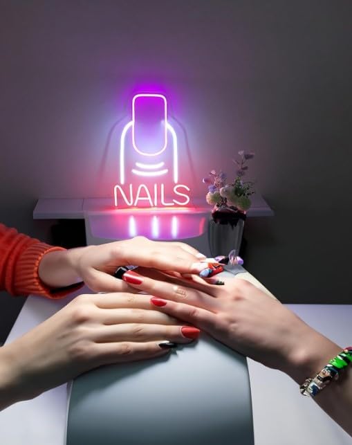 SG PRINT Nails Neon Signs for Wall Decor, LED Lights for Beauty Room, Nail Store, Girls Bedroom, with Dimmable-image-11