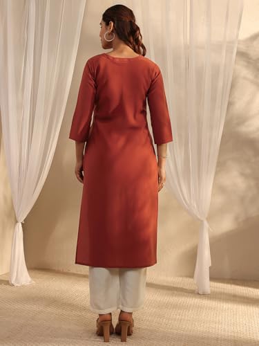 Image of Libas Embroidered Silk Blend Straight Kurta | Ethnic Wear |Wedding Dress | Ocassion Wear