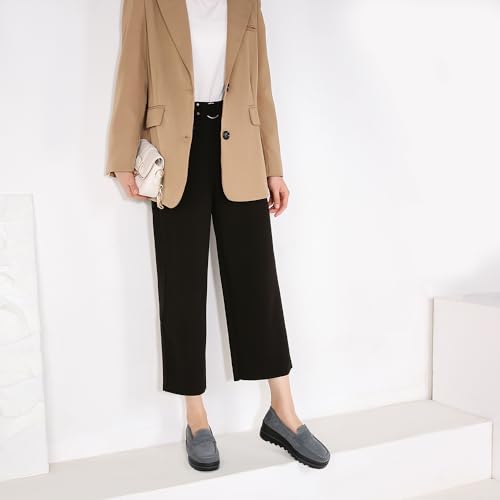 Image of Ruiatoo Women's Slip-On Platform Loafers Suede Wedge Mocs Low-Top Lightweight Casual Office, Travel, Daily Walking Shoes