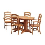 Keystone Amish Co. Poly Composite Josie 5-Piece Dining Set with 5 Ft Oval Table, Natural Teak Wood Grain