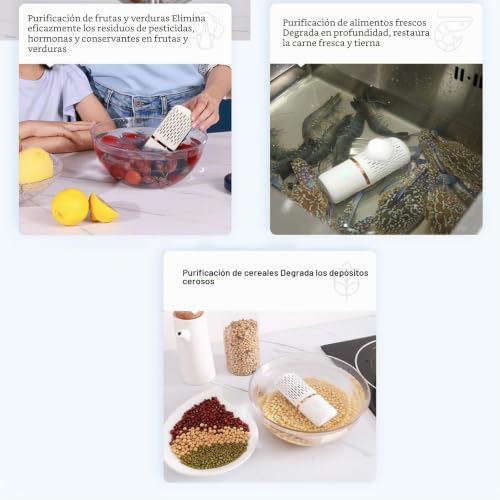 Miniatura 5 de Lavadora De Frutas Y Verduras, Carga Usb Inalámbrica Limpiador Portátil Forma De Cápsula Mini Purificador De Alimentos Con Base Blanco