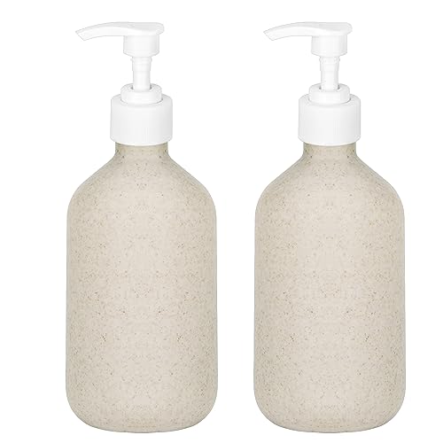 Craftend Paquete de 2 dispensadores de jabón de 16.9 onzas, 500 ml, dispensadores de bomba de jabón para encimera de baño, botellas de plástico recargables para loción, champú, lavado corporal, jabón