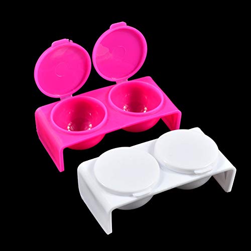 4 piezas plato doble para manicura nail art plástico miniatura 2
