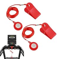 YAZWUR 1 Pair Universal Treadmill Magnetic Safety Lock, Round Safety Key for Treadmills, Emergency Stop Accessory for Most Treadmills (Red)