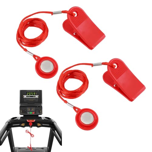 YAZWUR 1 Paire Clé de Sécurité Magnétique Universelle pour Tapis de Course, Accessoire d'Achat d'Urgence pour la Plupart des Tapis de Course (Rouge)