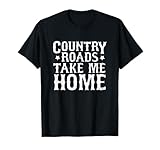 maglietta country roads take me home, regali per amanti della musica country maglietta