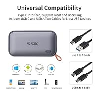 SSK 500GB Tragbare Externe NVME-SSD, bis zu 1050 MB/s, Extreme Übertragungsgeschwindigkeit, USB 3.2 Gen 2 Solid State Drive für Typ-C-Smartphones, PS5, Xbox, Laptop, MacBook/Pro/Air und mehr – Ansicht 4