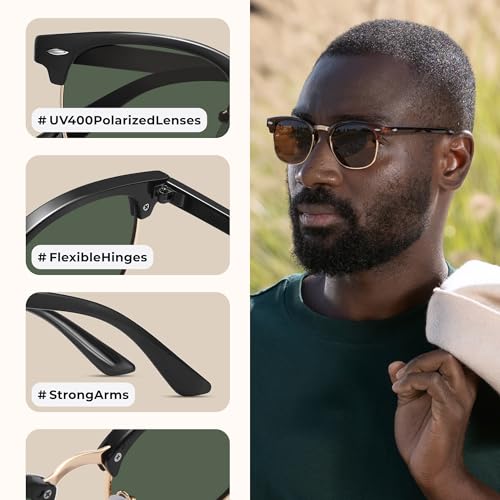 Image of livho Rimless Trendy Polarized Sunglasses Men Women, Retro Sun Glasses for Men Women 2025, Semi Rimless UV Protection Shades
