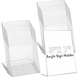 Vicenpal 6 Pcs 5 x 7 Inch Acrylic Sign Holder Acrylic Picture Frames Plastic Picture Flyer Holder l Shaped Photo Frames Self Standing Desktop Table Signs for Office, Store, Restaurant, Vertical