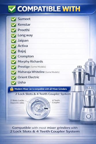 Image of Wonder Star Universal Stainless Steel Chutney Jar (400ml) with Sharp Blade for Mixer Grinder | Compatible with 4-Teeth Coupler & Dual Locking System | Rust-Proof Mixie Attachment