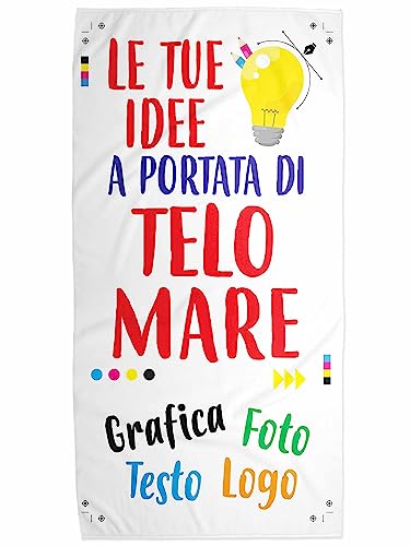 STAMPATEK Telo Mare Personalizzato con Foto e Scritte Nome, Telo...