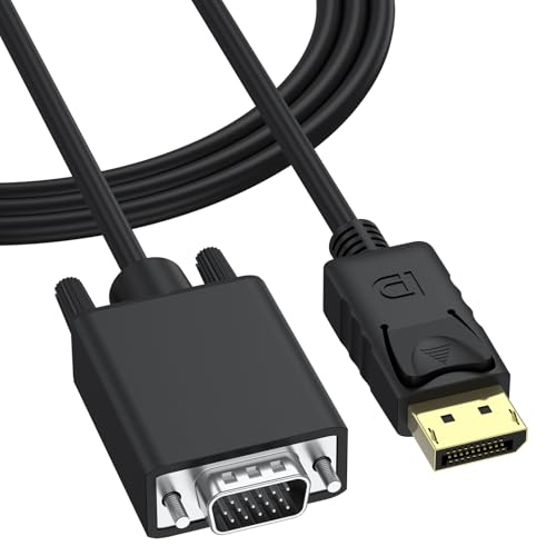 Meliya DisplayPort to VGA Cable 1.8M, Display Port DP to VGA 1080P@60Hz Adapter Converter Male to Male Braided Cord for Desktop Laptop Computer to Monitor Projector TV