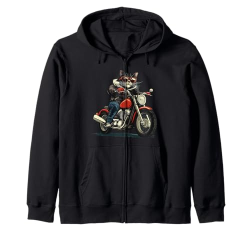 Pretty Motorbike Cat ama la temporada de motocicletas Sudadera con Capucha