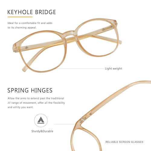 Image of Vintage Round Progressive Multifocal Presbyopic Glasses, Blue Light Blocking Glasses for Men Women Readers (Champagne,+0.75 /+3.25 Magnification)