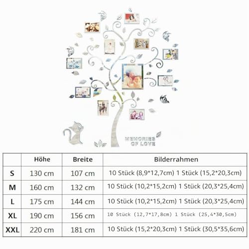 Wandaufkleber Baum Wandtattoo 3D DIY Familie Bilderrahmen Foto Sticker Familie Wandbilder Wandkunst für Hause Wohnzimmer Schlafzimmer (Schwarz,M-160 * 132cm) – Bild 3