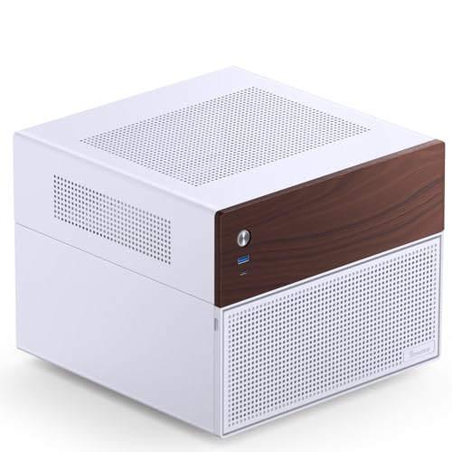 Image of JONSBO N4 White NAS Pc Case, Walnut Wood, 8-Drive Bay /6 * 3.5 inchHDD (4 hot-swap,2 Non hot-swap), 2 * 2.5SSD,Micro ATX Chassis USB3.2Gen2Type-C, 1x120mm Fan Built-in, White