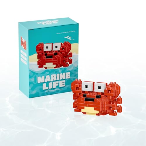 BOROLA Miniature Marine Small Creatures Animal Pocket Building Blocks Toys Colorful Animals Puzzle Educational Creativity Micro Building Games for Kids(Crabs Block)