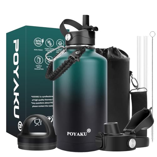 Water Bottle Insulated 32oz 40oz 64oz 128oz Straw Lid Spout