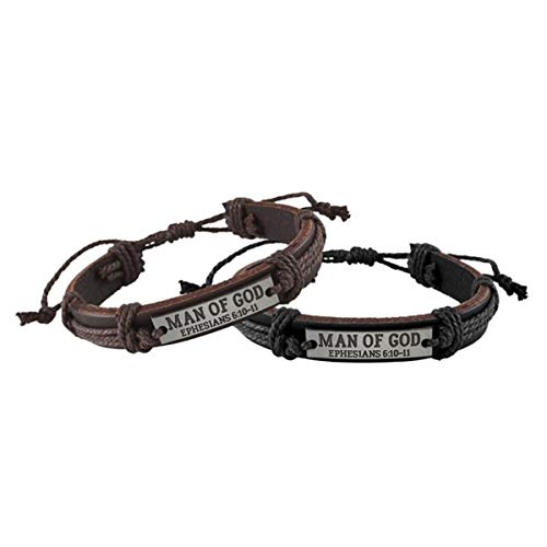 Pulsera Man of God de cuero para hombre 8 pulgadas miniatura 3