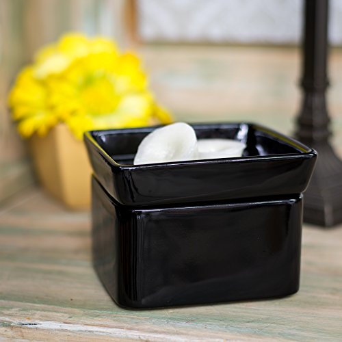 Elanze Designs Black Candle Warmer Black Stoneware Electric 2-in-1 Jar Candle and Wax Tart Oil Warmer - Thumbnail 2
