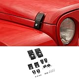 JeCar Aluminum Hood Latches Locking Hood Catch Kit Exterior Accessories Compatible with Jeep Wrangler 2007-2023 JK JL Gladiator JT Truck, Star
