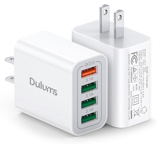 Image of 40W USB Wall Charger Block, 2-Pack 4-Port USB A Fast Charging Brick Dual QC Wall Plug Adapter Compatible for iPhone 17 /16 /15 /14 /13 /12 /11 Pro Max Plus,iPad,Galaxy
