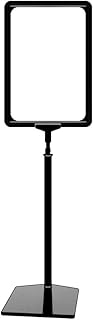 Plakatständer DIN A4 Rahmen schwarz, Ständer Kunststoff schwarz, Teleskopständer mit Fuß eckig, Kundenstopper höhenverstellbar bis 68 cm, Aufsteller