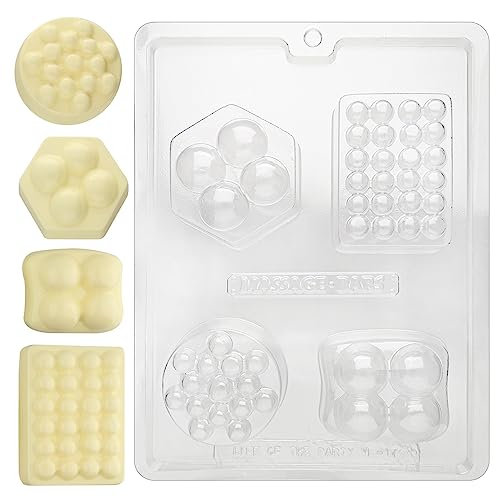 Cybrtrayd 4 Shape Massage Bar Chocolate Candy Mold with Exclusive Cybrtrayd Copyrighted Chocolate Molding Instructions