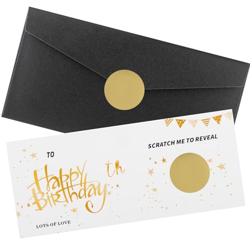 Image of Happy Birthday Scratch Card Reveal Surprise, Scratch Card for Birthdays, Scratch to Reveal Card Personalised Scratch Card with Envelopes, Birthday Wish Greeting Card Gift