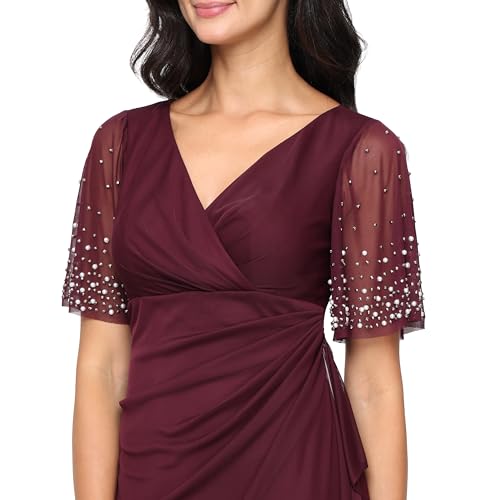 Image of Alex Evenings Women's Long Stretch Sequin Bodice Mother of The Bride Dress with Empire Waist (Petite and Regular Sizes)
