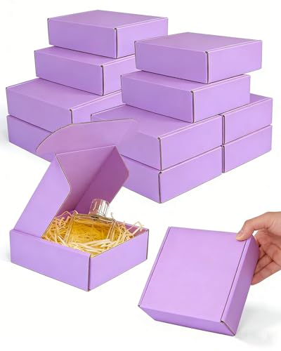 Image of Cardboard Boxes,15 Pack Shipping Boxes 6x6x2 Recyclable Mailing Boxes Colored Corrugated Cardboard Box Small Storage Boxes for Shipping, Mailing, Gifts Packaging (Light Purple)