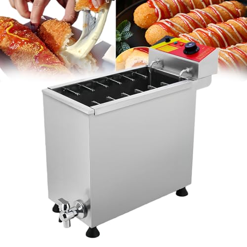 Friggitrice Professionale per Corn Dog, friggitrice elettrica da 25 Litri con Controllo della Temperatura Regolabile, griglia per Salsicce e Formaggio ad Alta capacità