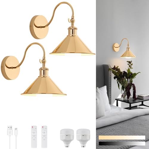 Pillctvel Wireless Battery Operated Wall Sconce, Industrial Wall Lights