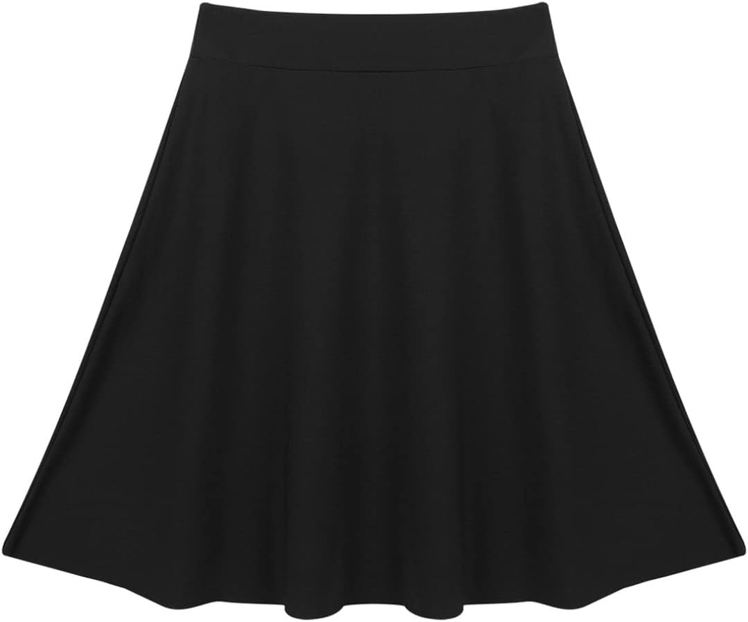 iiniim Big Girls Knee Length High Waist A-Line Pleated Flared Skater Skirt Summer School Uniforms Skirt Casual Daily Dress