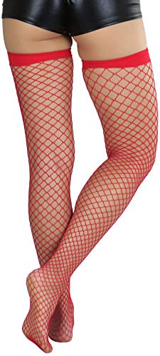 Image of ToBeInStyle Women's Vibrant Large Net Fishnet Thigh High Elastic Nylon Novelty Stockings