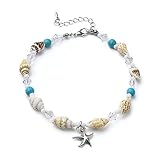 INSANEY Starfish Charm and Turquoise Pearl Bead Link Anklet (B:Conch)