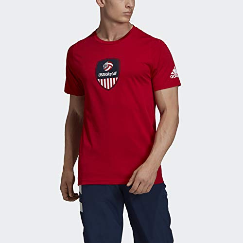 adidas Men's USA Volleyball Tee s Power Red/White/Collegiate Navy Medium