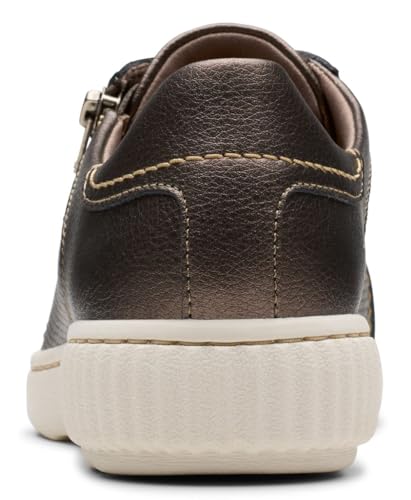 Clarks Clarks Women's Caroline Janna Leather Side Zip Fashion Sneaker, Bronze Leather, 9.5 Wide