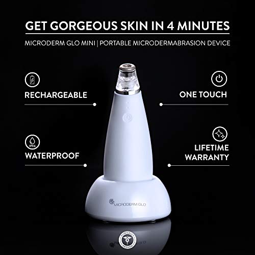 Microderm GLO MINI Diamond Microdermabrasion and Suction Tool - Best Blackhead Remover Pore Vacuum - #1 Advanced Facial Treatment Machine - Anti Aging Wrinkle Care For Collagen Production & Acne Scars