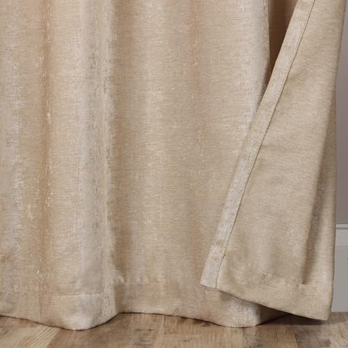 Rideaux en chenille semi-occultants contre les reflets du soleil beige