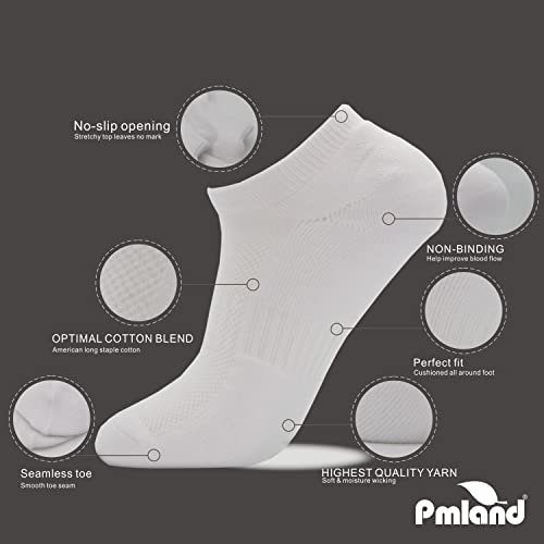 PMLAND Essentials 6 Pairs Men's Athletic Ankle Low Cut Socks Cushioned with Arch Support4