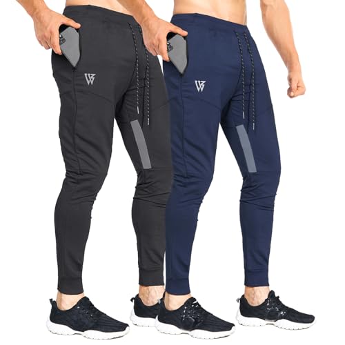 Image of ZENWILL Mens Tapered Workout Running Pants, Jogger Training Sweatpants Slim Fit with Zip Pockets