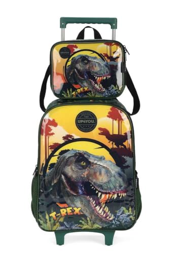 Kit Mochila Rodinha e Lancheira Dinossauros Up4You Ref.39342 (Preto)