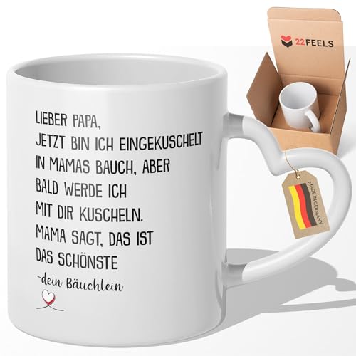 22Feels Du Wirst Papa Tasse Werdender Papa Geschenk Schwangerschaft Verkünden Mann Bald Vater To Be - Jetzt Bin Ich (Herzhenkel Weiss)