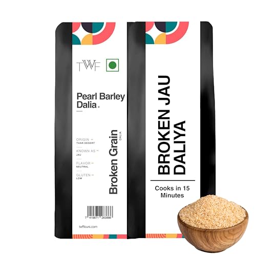Image of TWF Pearl Barley Dalia | 1kg | 100% Natural Broken Jau | Cooks in just 15 minutes | Sourced from Punjab | High-Fiber Flour for Baking, Smoothies & Healthy Recipes
