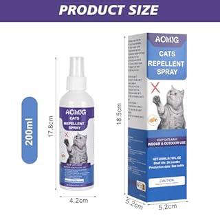 Aomig 200ml Repellente Gatti e Spray AntiGraffio per Gatti, Spray AntiGraffio per Animali Domestici, Protezione del Divano e Mobili per Gatti, Interno ed Esterno