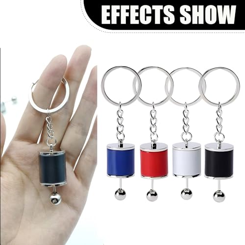 Flygun 1 PC Car Manual Shifter Gear Model Key Chain, Universal Metal Mini Fingertip Toy Pendant Keyring (Black & Silver) - Thumbnail 5