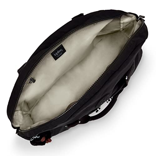 Kipling Women's Eugina Satchel, Handmade, Removable Shoulder Strap, Outer Pockets, Nylon Duffle Bag, Black Tonal #TOP2